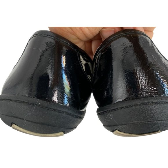 Womens 7.5 Coach Dannie Ballet Flats Shoes Monogram Patent Leather Black 6539 - Picture 7 of 16